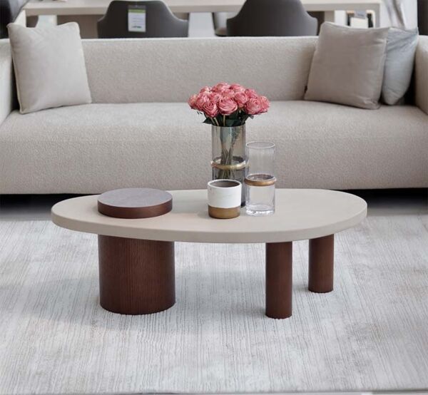 طاولة قهوة لوسيا - بني وبيج