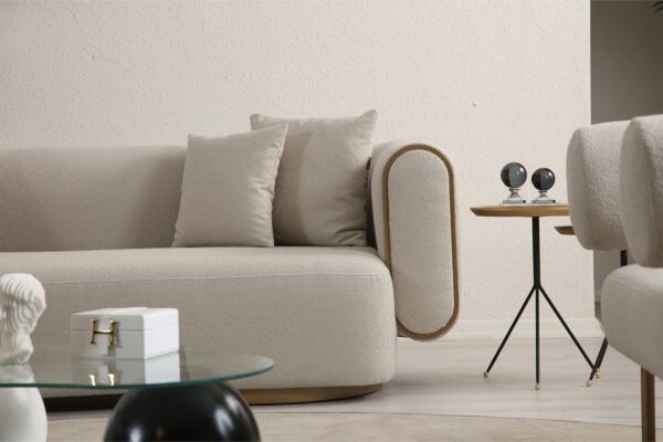 كنب ثلاثي سايستا - بيج وذهبي