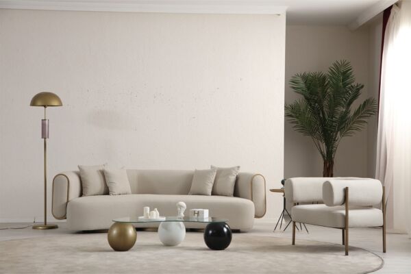 كنب رباعي سايستا - بيج وذهبي