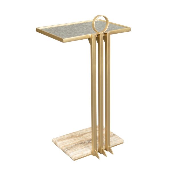 طاولة جانبية ليني ذهبي سطح مرايا معتق