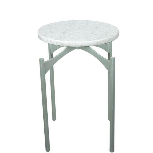 طاولة جانبية انستازيا فضي بسطح رخامي كريمي