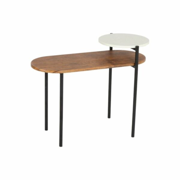 طاولة جانبية يلماز - ابيض وبني