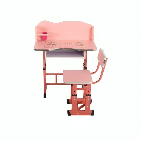 مكتب دراسي للاطفال مع كرسي كارتي - وردي