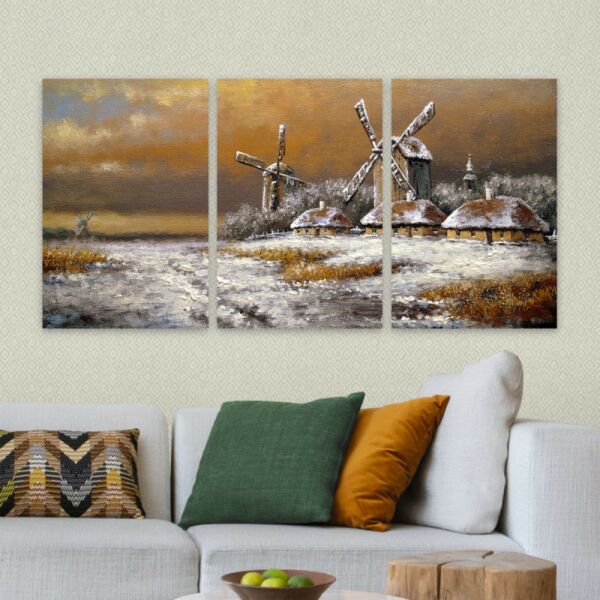 طقم لوحة جدارية فنية هيثر لتزيين الحائط 3 قطع - متعدد الالوان 