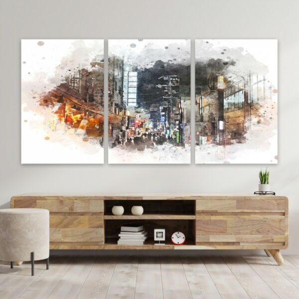 طقم لوحة جدارية فنية ياسمينا لتزيين الحائط 3 قطع - متعدد الالوان 