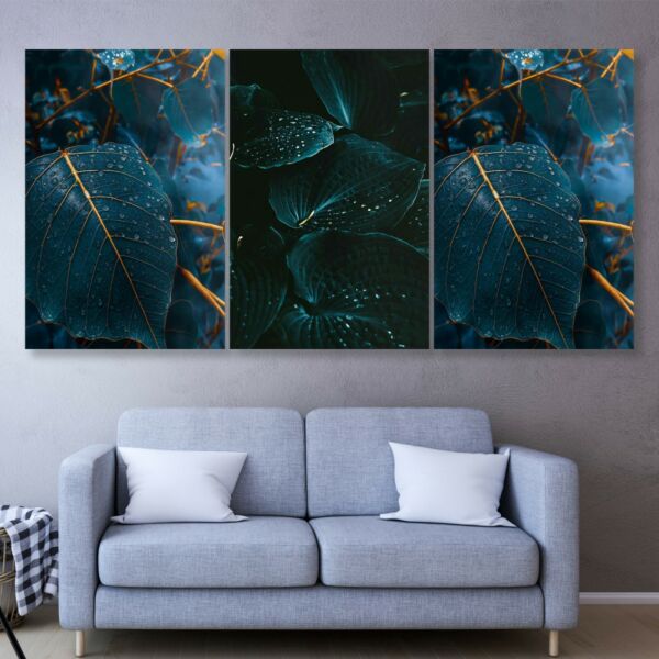 طقم لوحات جدارية فنية لتزين الحائط بتصميم عصري تروبيكال ليفز - ثلاث قطع