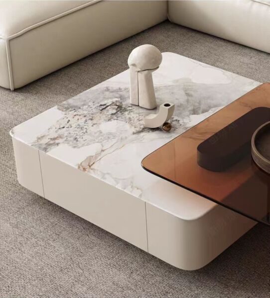 طاولة قهوة مودرن - ابيض وبني