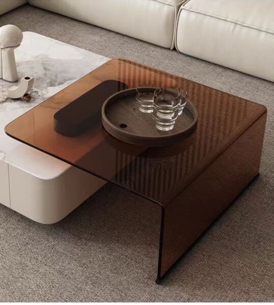 طاولة قهوة مودرن - ابيض وبني