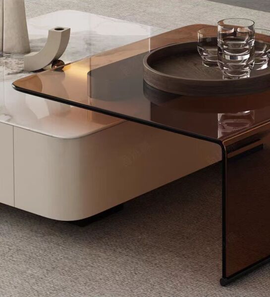 طاولة قهوة مودرن - ابيض وبني