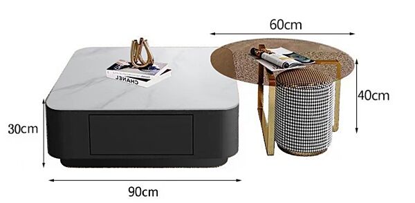 طاولة قهوة كوادرادو قطعتين - أسود ومتعدد الألوان