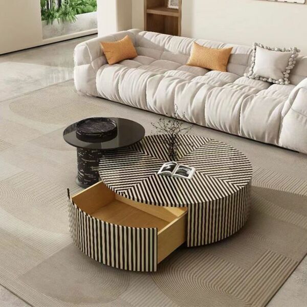 طاولة قهوة قطعتين مارس - اسود وبيج