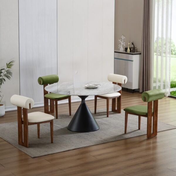 طاولة طعام ل 4 اشخاص بيرلا - رمادي واسود