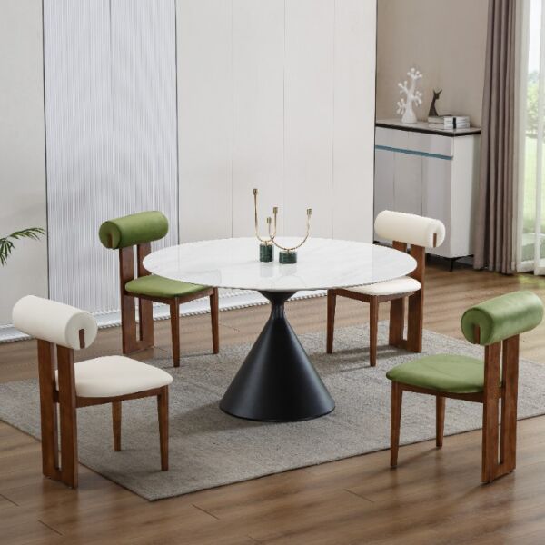 طاولة طعام ل 4 اشخاص بيرلا - ابيض واسود