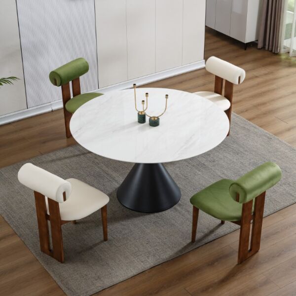 طاولة طعام ل 4 اشخاص بيرلا - ابيض واسود