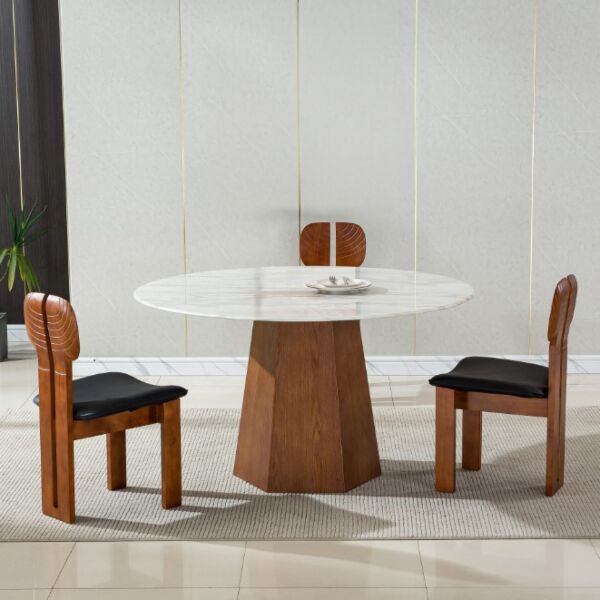 طاولة طعام ل 4 اشخاص ميجان - ابيض وبني