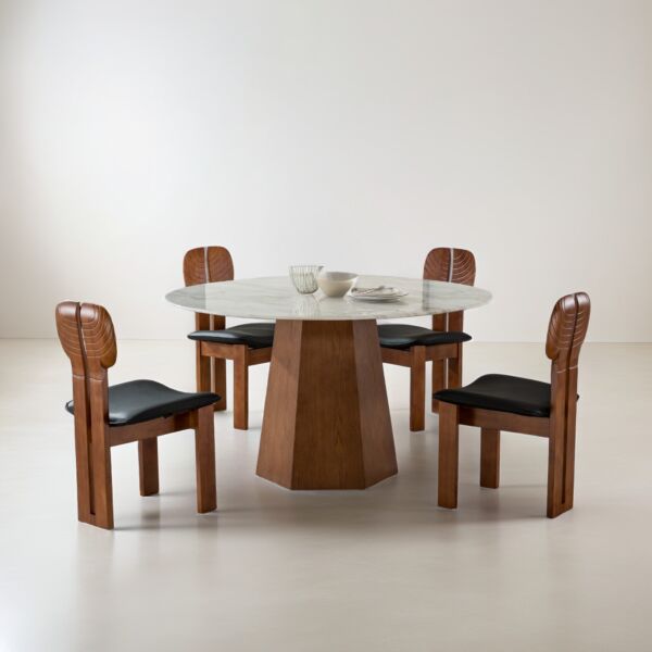 طاولة طعام ل 4 اشخاص ميجان - ابيض وبني