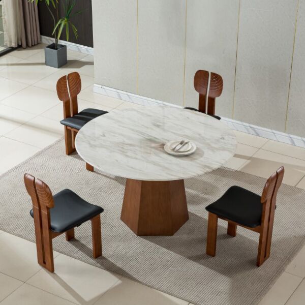 طاولة طعام ل 4 اشخاص ميجان - ابيض وبني