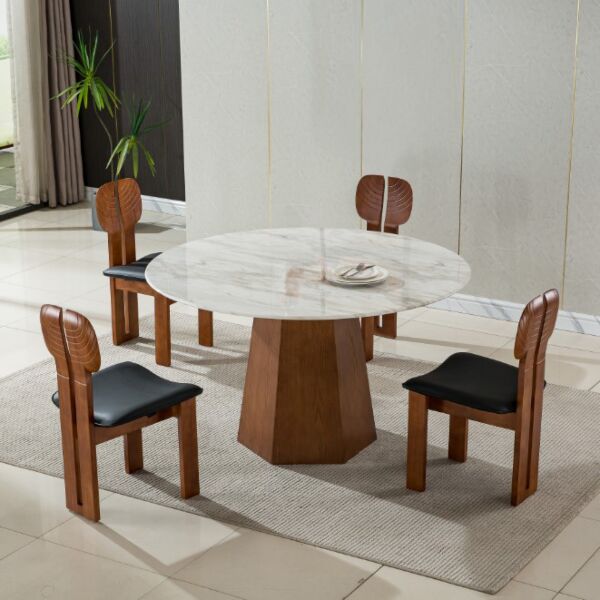 طاولة طعام ل 4 اشخاص ميجان - ابيض وبني