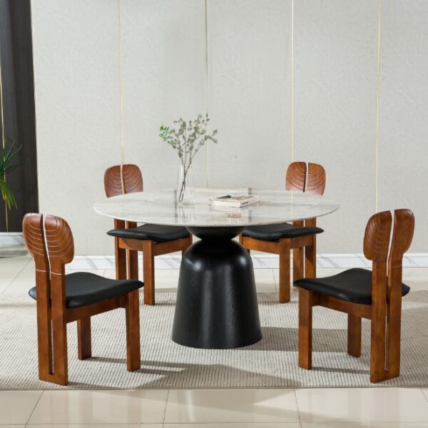 طاولة طعام ل 4 اشخاص ميرتال - ابيض واسود