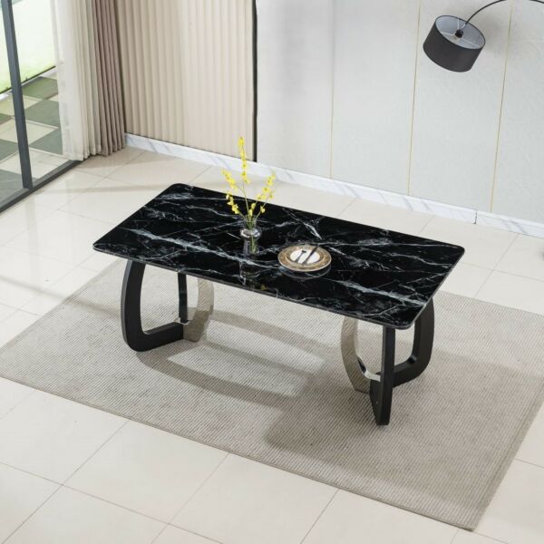 طاولة طعام6 أشخاص ألفريدو - اسود وفضي