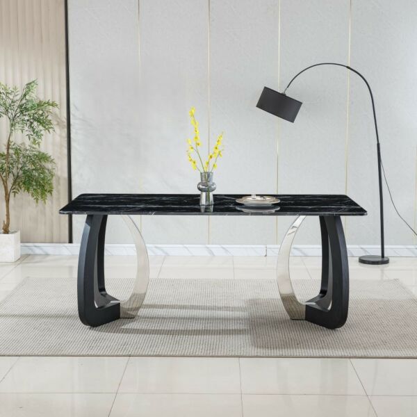 طاولة طعام6 أشخاص ألفريدو - اسود وفضي