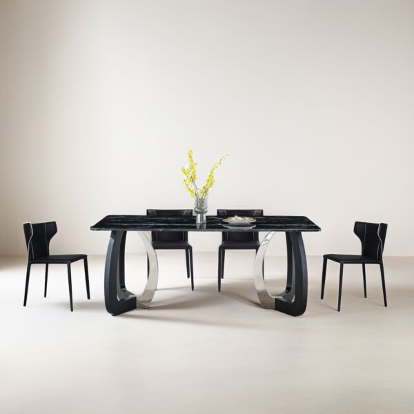 طاولة طعام6 أشخاص ألفريدو - اسود وفضي