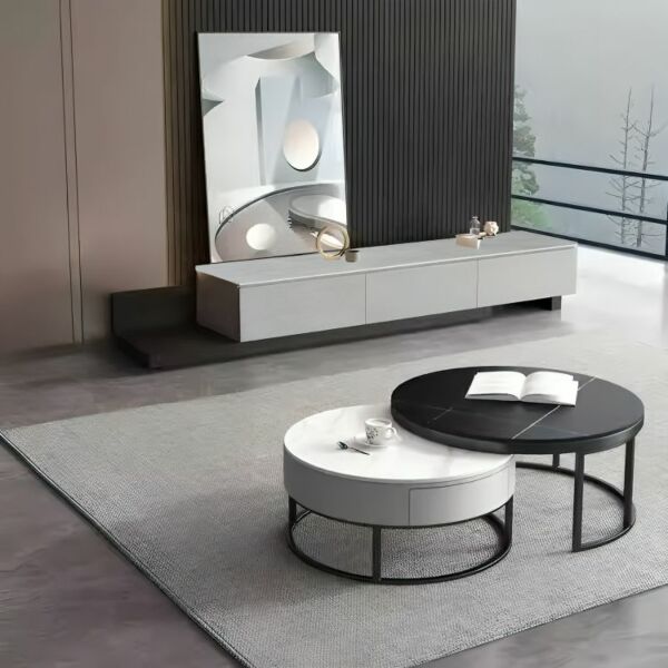 طاولة تلفزيون ميرا - رمادي واسود