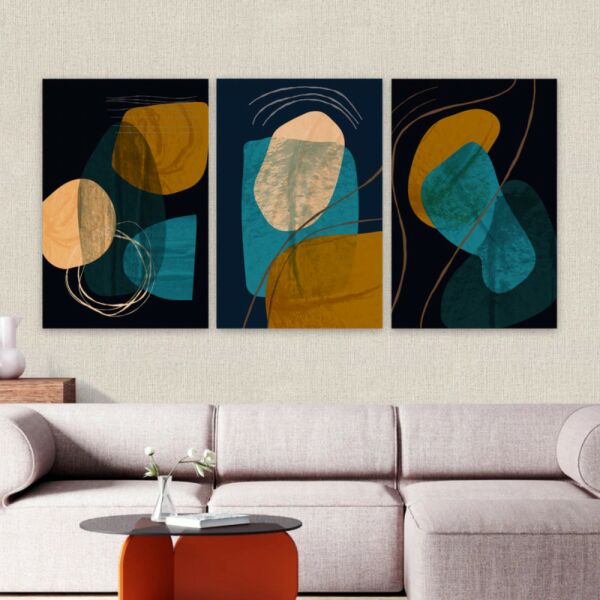 طقم لوحة جدارية فنية شيلدون لتزيين الحائط 3 قطع - متعدد الالوان 