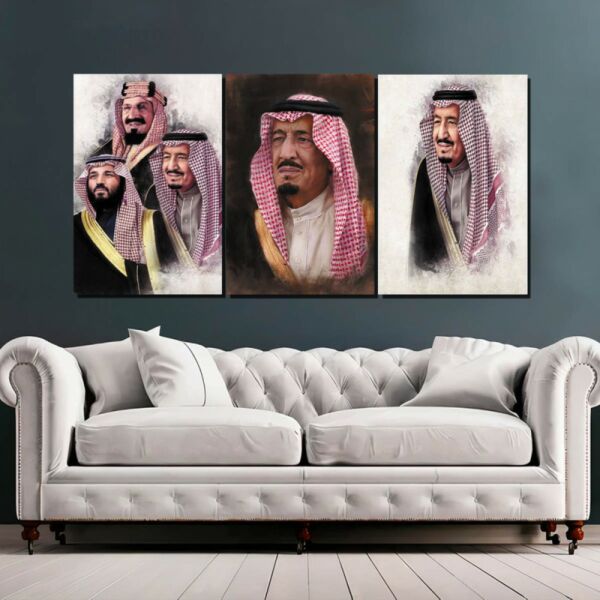 طقم لوحات جدارية فنية بتصميم الملك  3 قطع - متعدد الالوان