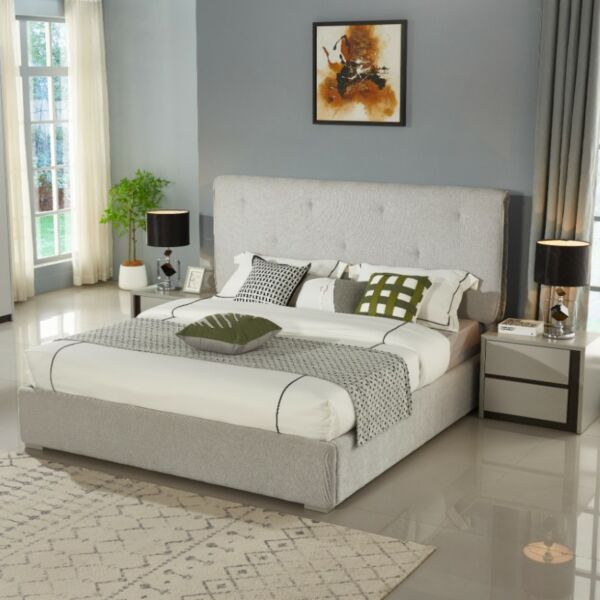 طقم غرفة نوم كينغ 6 قطع تولاي - رمادي فاتح ورمادي غامق