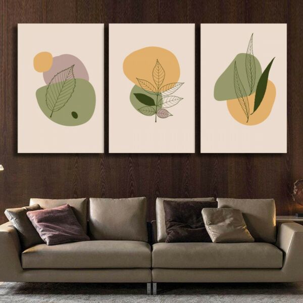 لوحة جدارية فنية بتصميم ورود سيمبل - ثلاث قطع - مقاس 120x60 سم