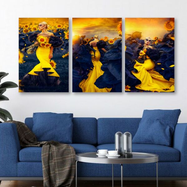 طقم لوحات جدارية فنية يالو دريس بتصميم تجريدي 3 قطع - متعدد الالوان