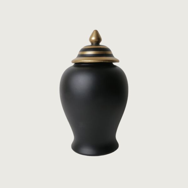 فازة فارو حجم صغير مع غطاء - أسود وذهبي