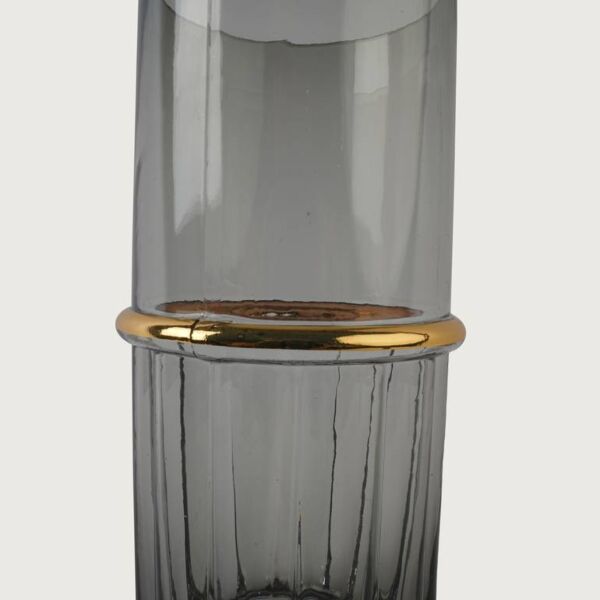 فازة زجاجية تيميل - رمادي وذهبي