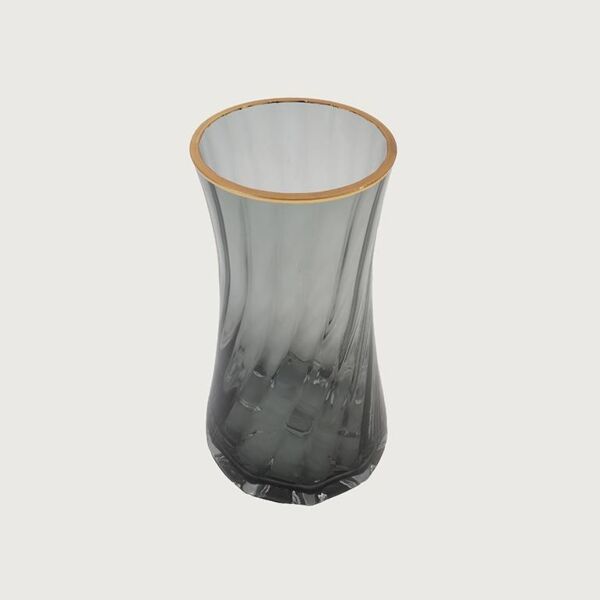 فازة زجاج باز - رمادي