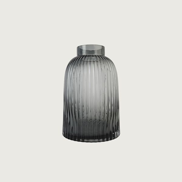 فازة زجاجية سينام - رمادي