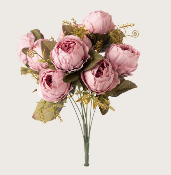 زهر صناعي وردة بيوني - زهري - 12 قطعة