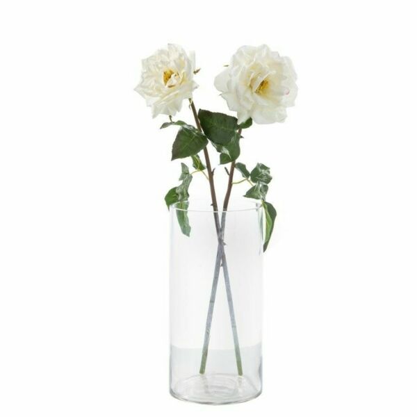 زهور صناعية روز - ابيض - 12 قطعة