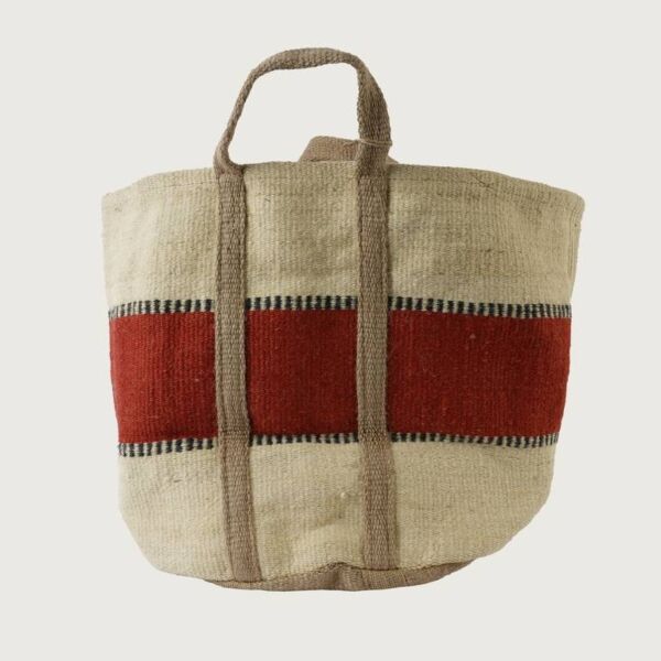 سلة تخزين خيش فولكلور - بيج و متعدد الألوان