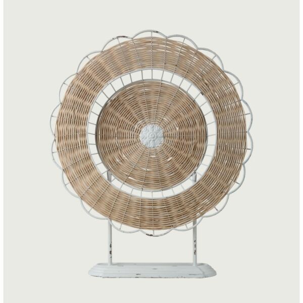 تحفة فنية على شكل طاولة من الخزف الأخاذ شكل دائري لون زهري أبيض 