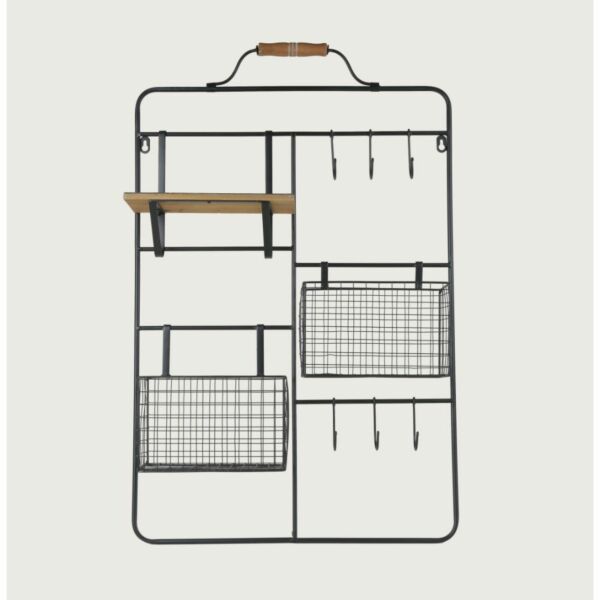 رف خشب وشبك وعلاقه