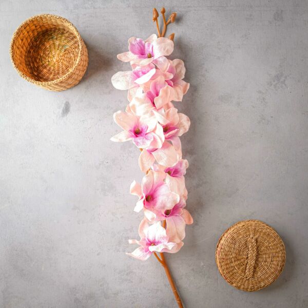 باقة ورد صناعي كورال - وردي فاتح واخضر - 12 قطعة