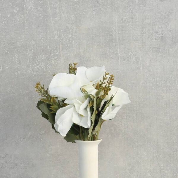 فرع زهور زنبق - ابيض - 12 قطعة