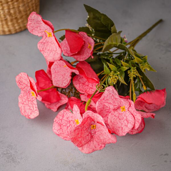 باقة ورد صناعي كارين - وردي واخضر - 12 قطعة