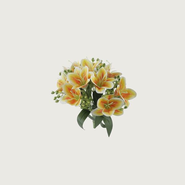 باقة ورد صناعي - برتقالي - 12 قطعة