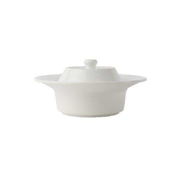 زبدية بوتا بورسلان مع غطاء - أبيض