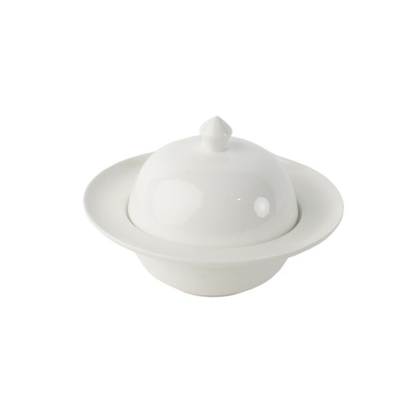 زبدية بامبي بورسلان مع غطاء - أبيض