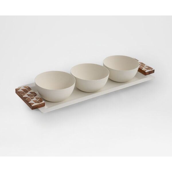 زبدية هندي 13x38 سم - كريمي وخشبي