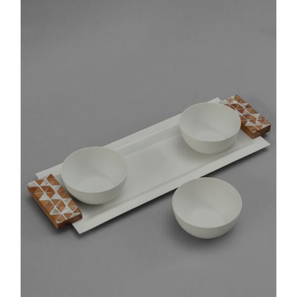 زبدية هندي 13x38 سم - كريمي وخشبي