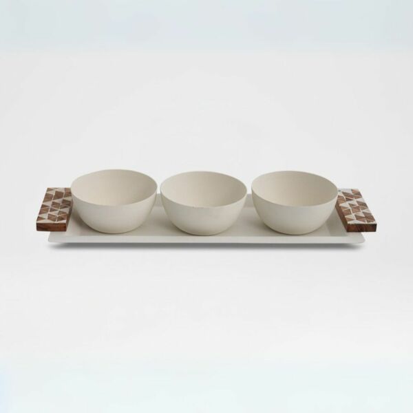 زبدية هندي 13x38 سم - كريمي وخشبي